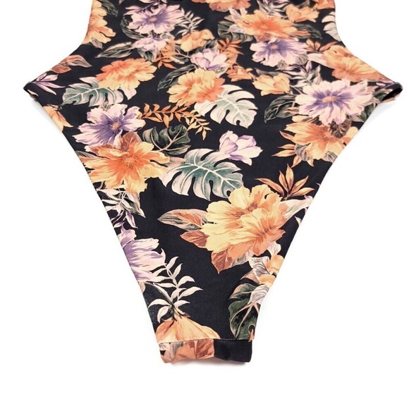 LSPACE Topanga Lace Up One-Piece Swimsuit in Forget Me Not Black Floral Print 12 - Picture 10 of 12